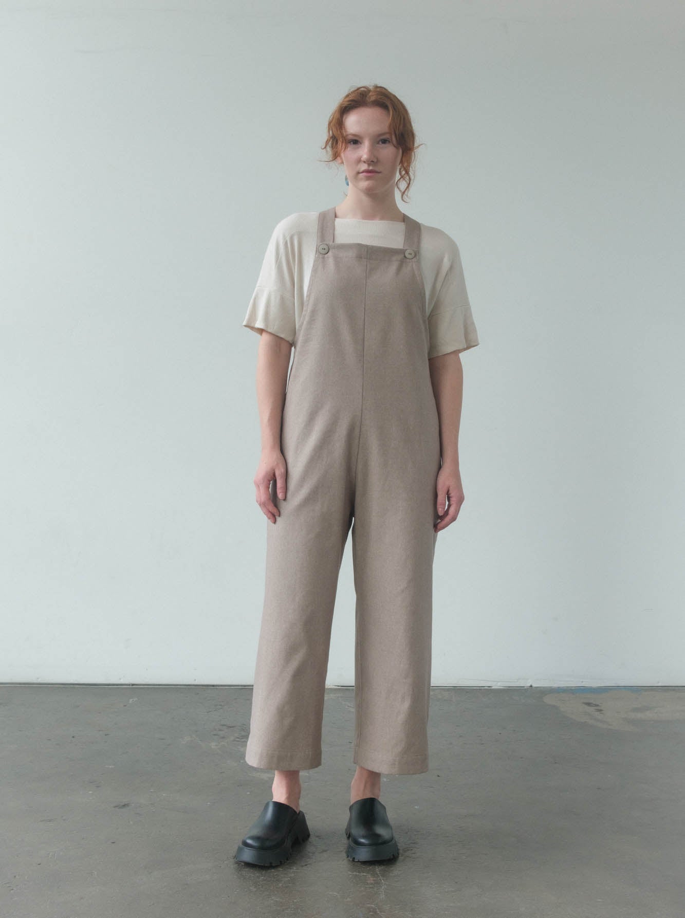 Noemi Overalls in Mushroom Brushed Twill