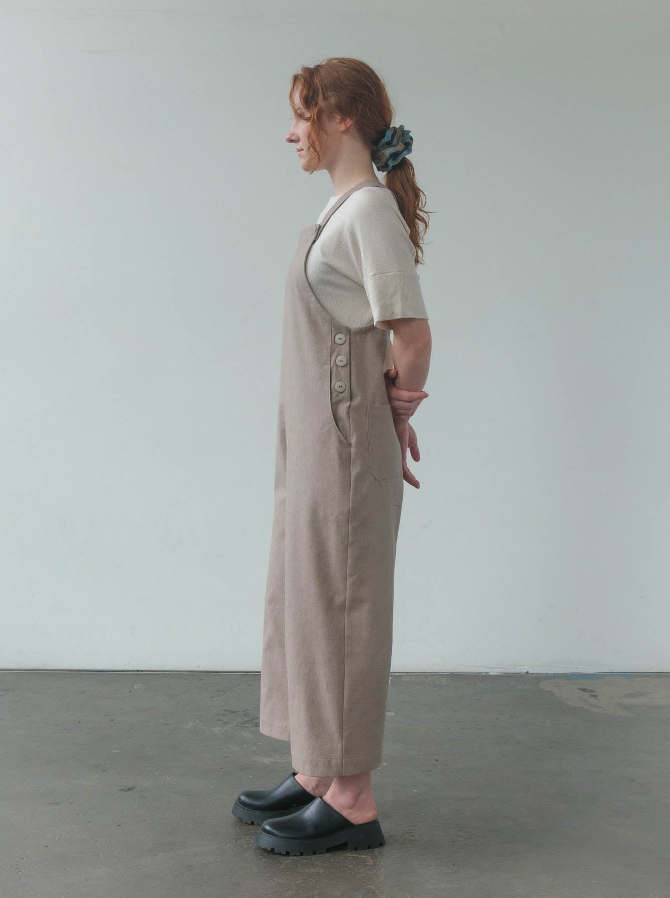 Noemi Overalls in Mushroom Brushed Twill