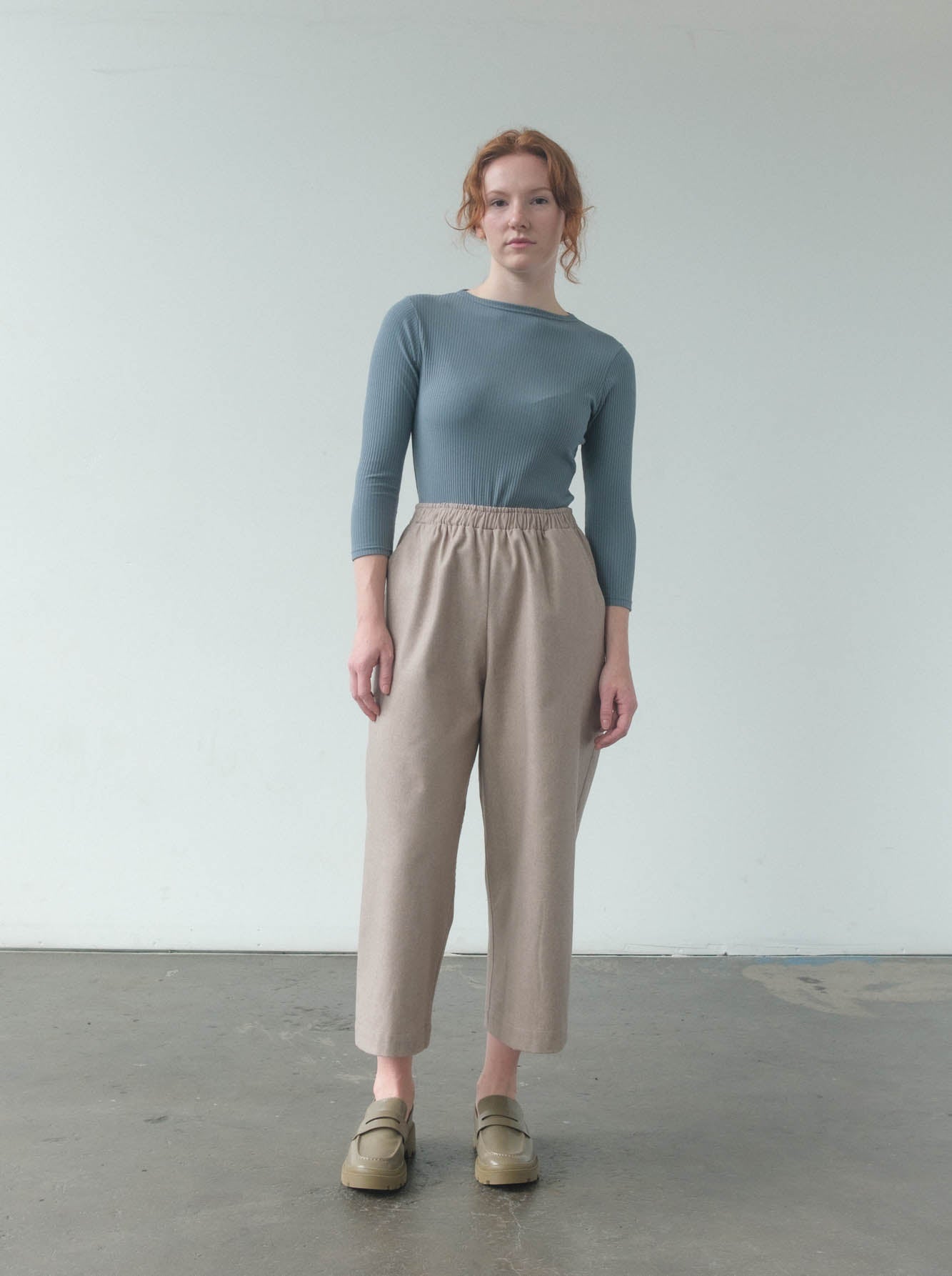 Roz Trouser in Mushroom Brushed Twill