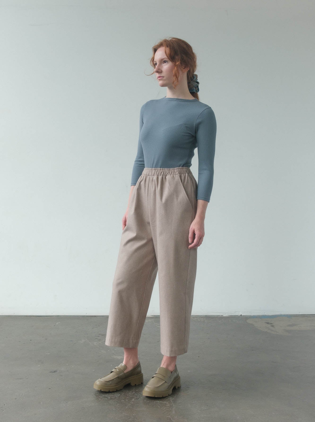 Roz Trouser in Mushroom Brushed Twill