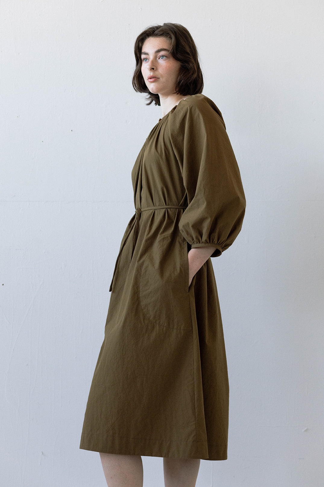 Prisca Dress in Sepia Poplin