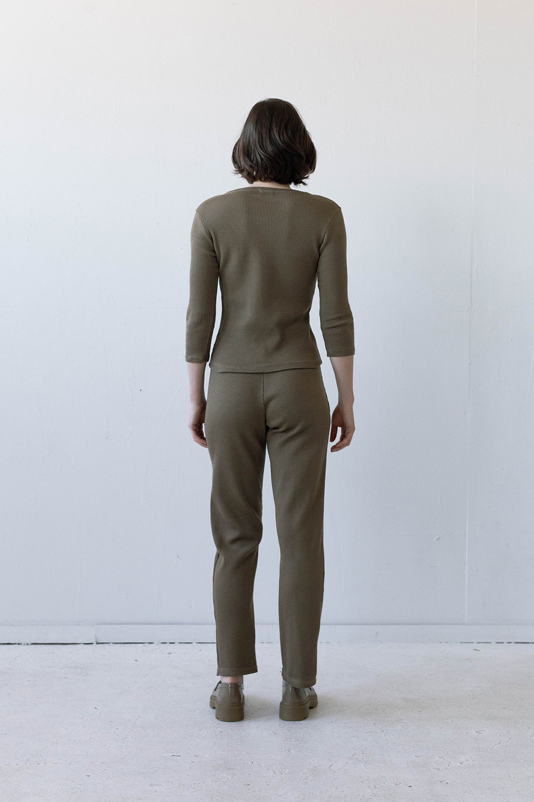 SAMPLE SALE - Elio Lounge Pant in Camel Rib Knit - SMALL/LONG