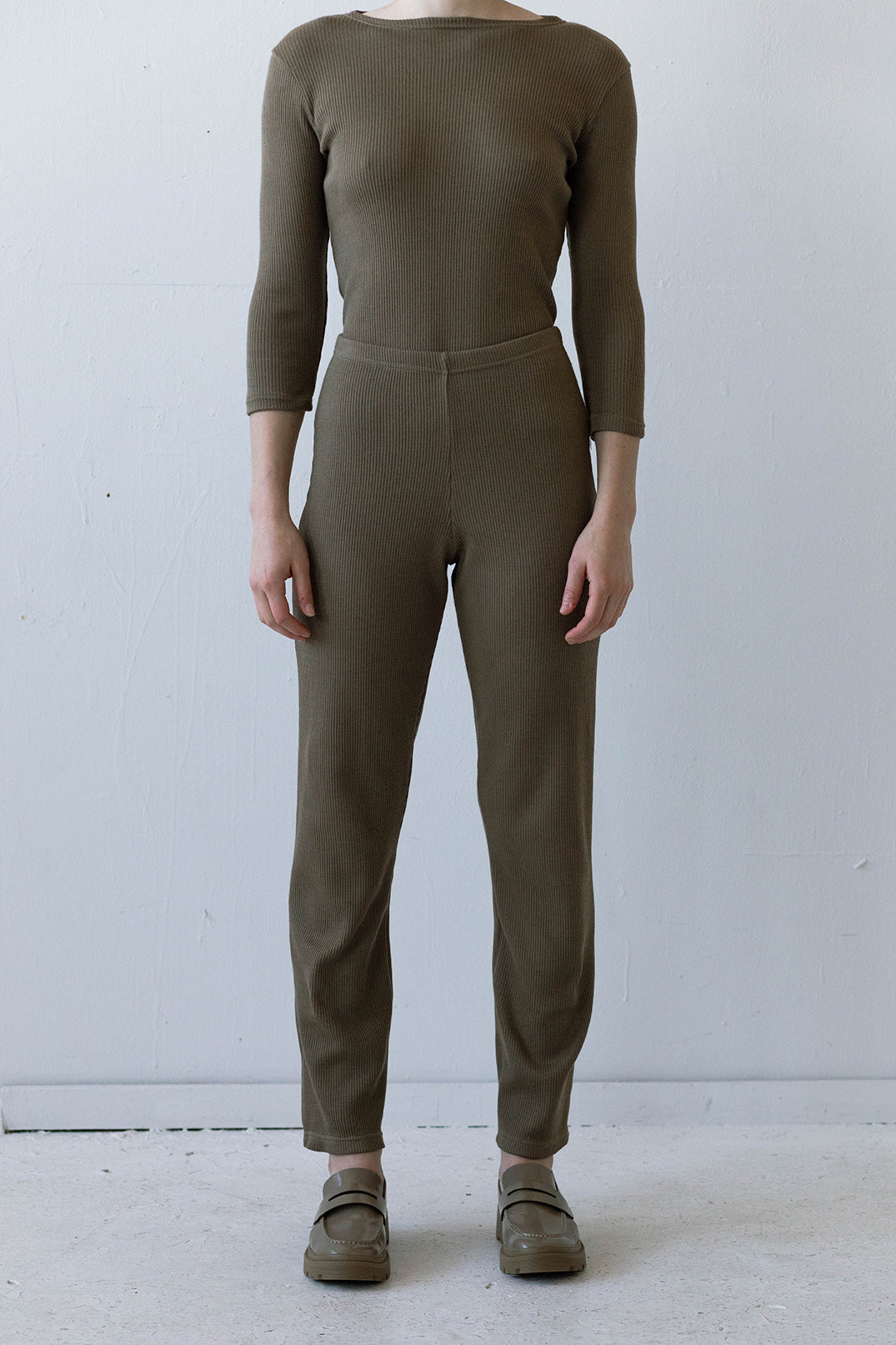 SAMPLE SALE - Elio Lounge Pant in Camel Rib Knit - SMALL/LONG