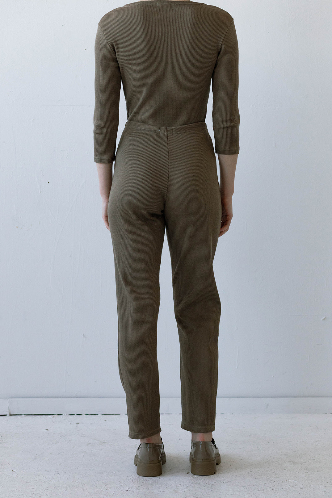 SAMPLE SALE - Elio Lounge Pant in Camel Rib Knit - SMALL/LONG