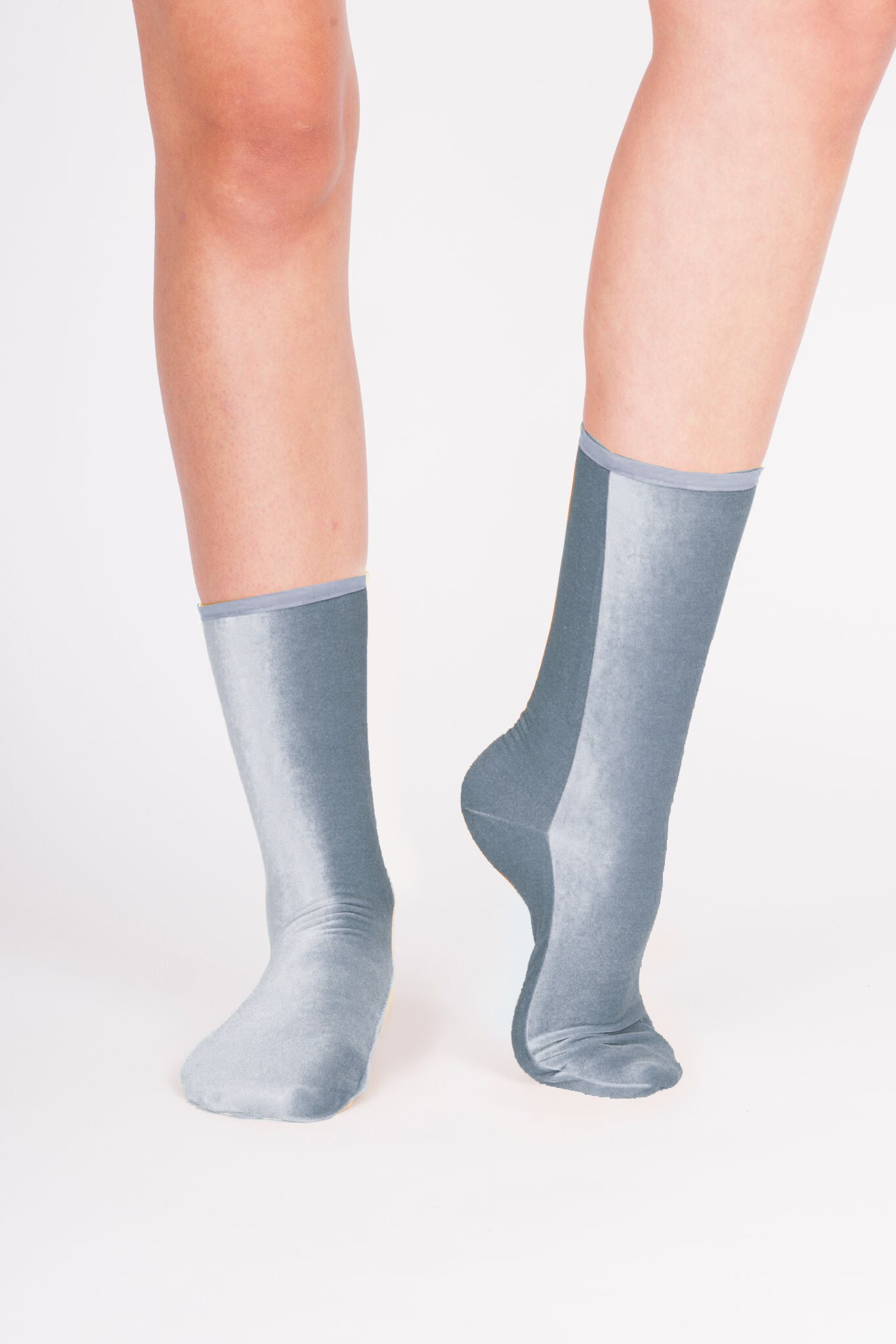 SAMPLE SALE - Velvet Ankle Socks - Silver