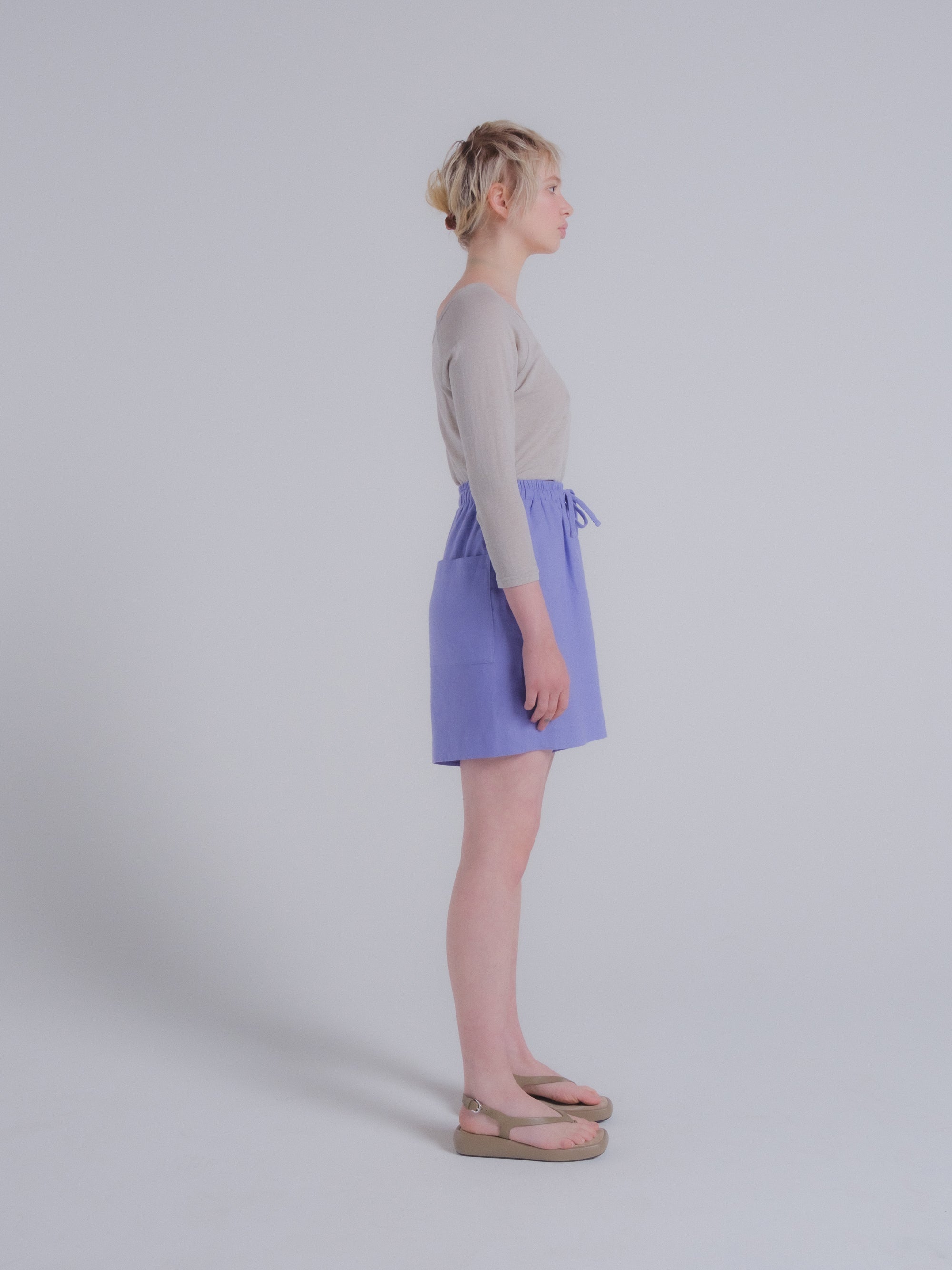 SAMPLE SALE - Marlo Short in Wisteria Linen - SMALL/MEDIUM