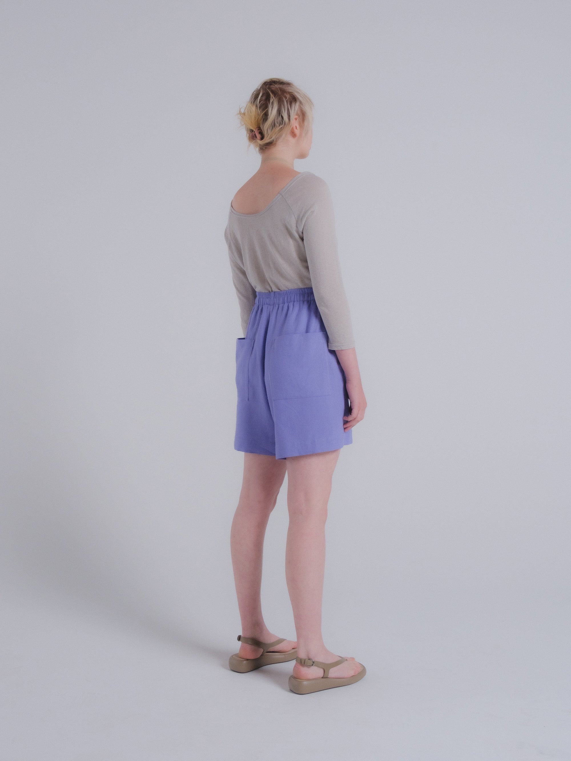 SAMPLE SALE - Marlo Short in Wisteria Linen - SMALL/MEDIUM