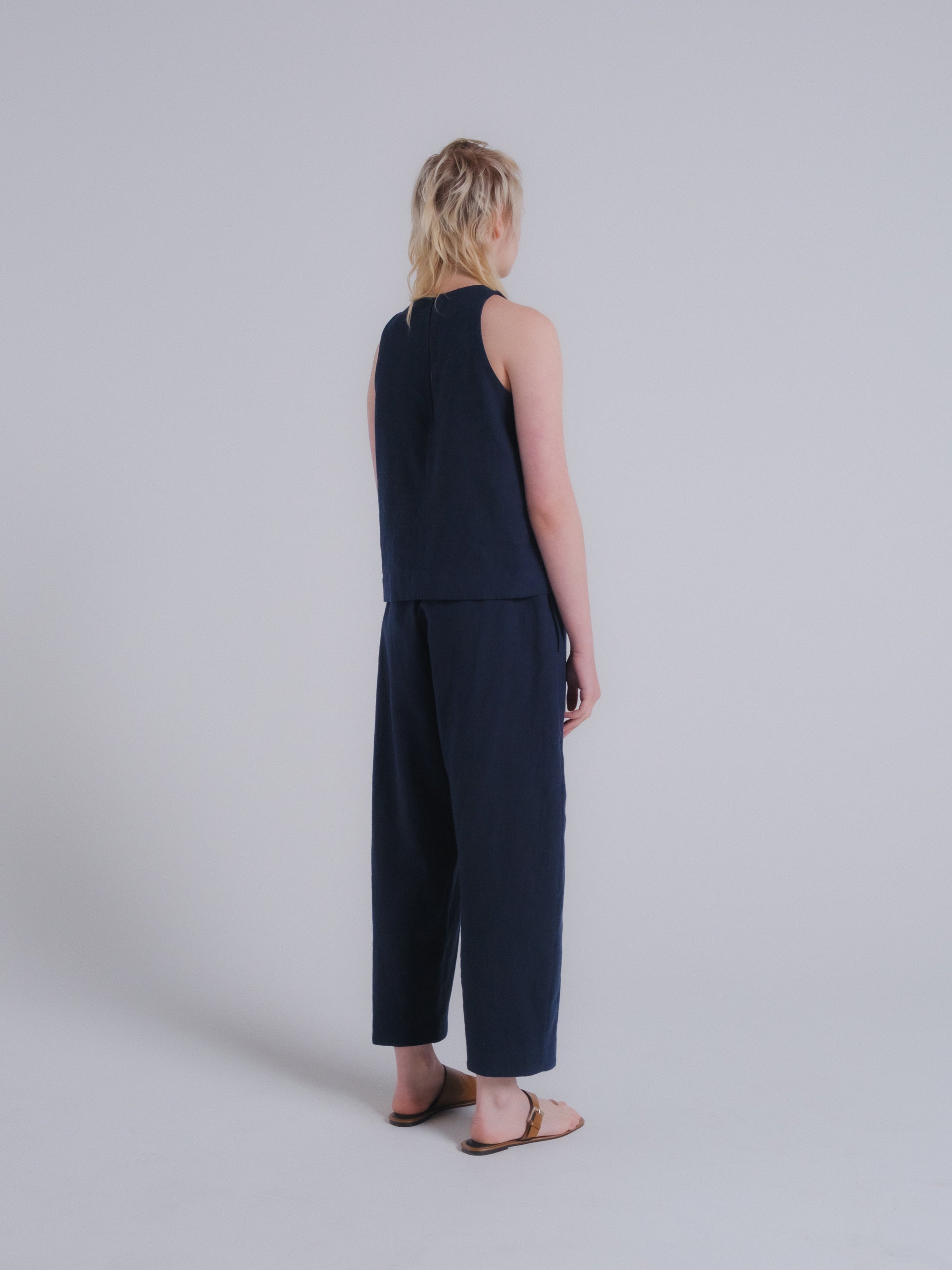 SAMPLE SALE - Clio Tank in Dark Indigo Linen - SMALL