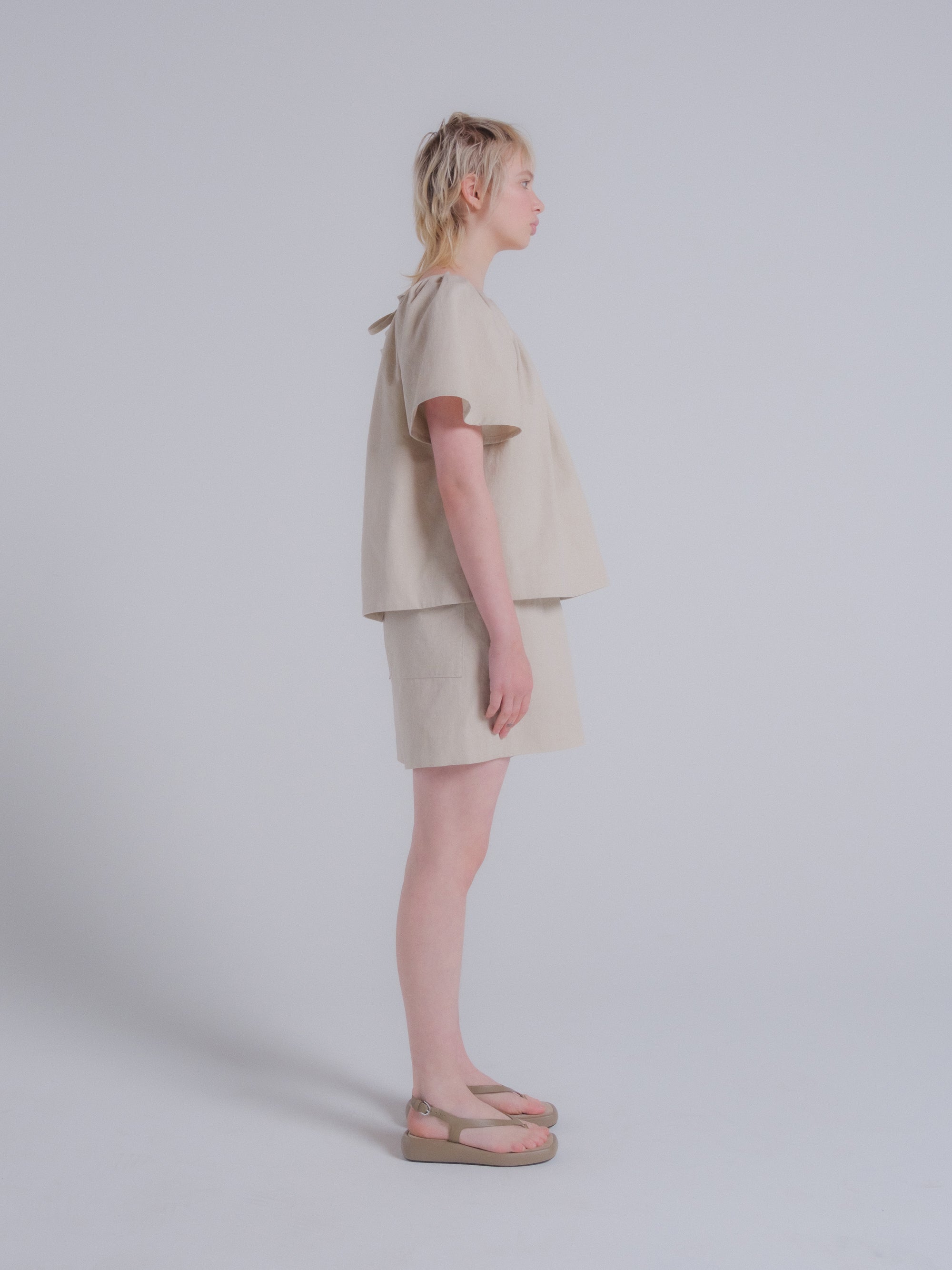 SAMPLE SALE - Prisca Top in Natural Twill - MEDIUM