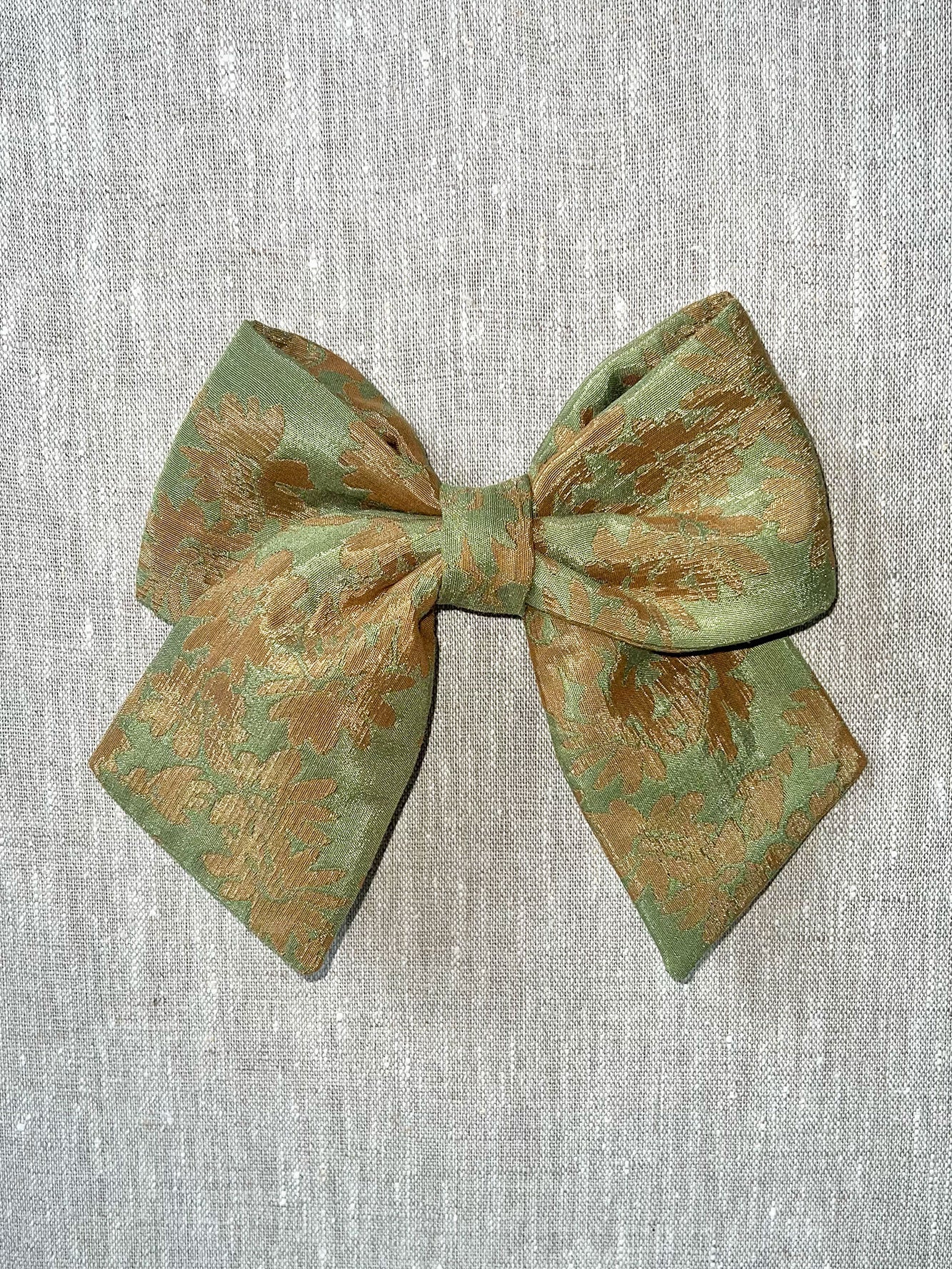 Sailor Bow Barrette in Daisy Jacquard