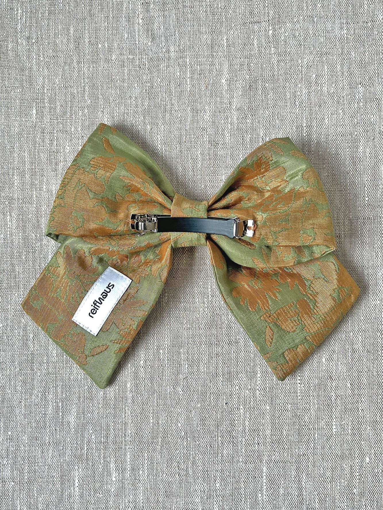 Sailor Bow Barrette in Daisy Jacquard